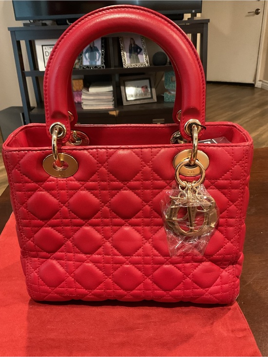Dior Handbags - Dior Red Quilted Top-Handle Bag with Gold-Tone Hardware

COA included
